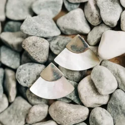 Mother of Pearl Fan Earrings