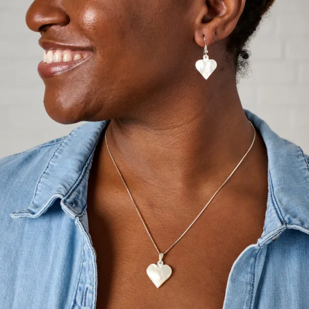 Mother of Pearl Heart Drop Earrings