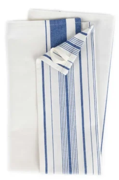 Multi-Striped Blue White Tea Towel