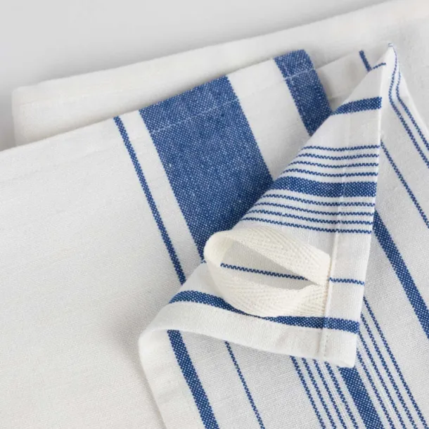 Multi-Striped Blue White Tea Towel
