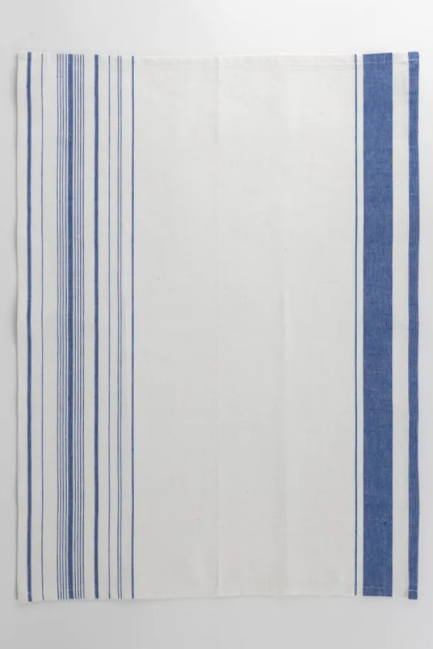 Multi-Striped Blue White Tea Towel