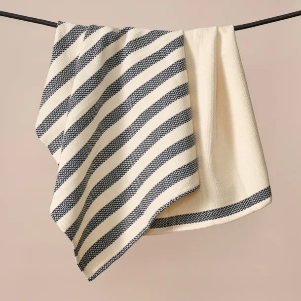 Multi-Striped Cream Black Tea Towel Set