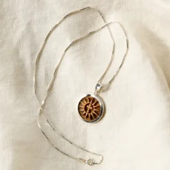 Olive Wood Sunburst Cross Pendant Necklace