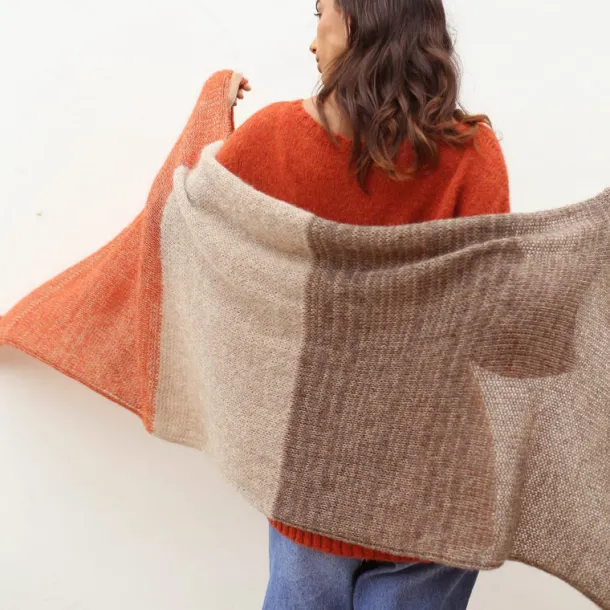Orange Mocha Alpaca Shawl