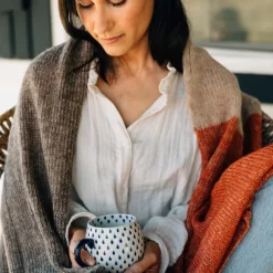 Orange Mocha Alpaca Shawl