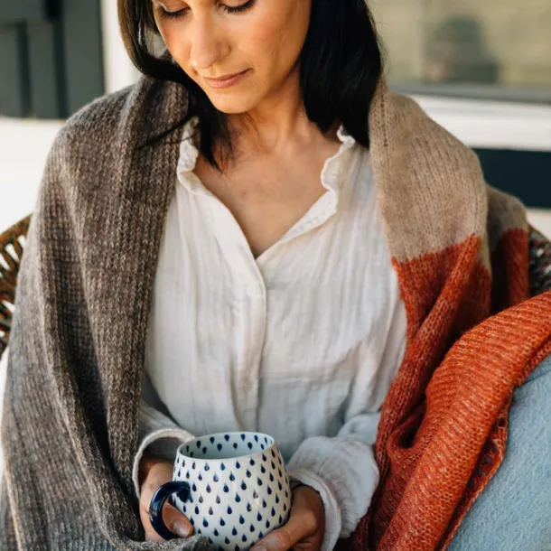 Orange Mocha Alpaca Shawl