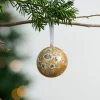 Painted Gold Florals Paper Mâché Ball Ornament