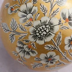 Painted Gold Florals Paper Mâché Ball Ornament