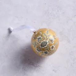 Painted Gold Florals Paper Mâché Ball Ornament