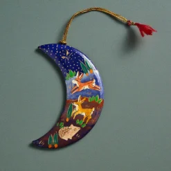 Painted Moon Paper Mâché Ornament