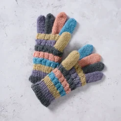 Pastel Stripes Wool Gloves