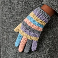 Pastel Stripes Wool Gloves