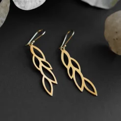 Pataharu Golden Leaves Drop Earrings
