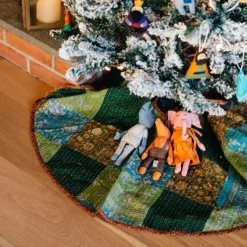 Patchwork Kantha Stitched Tree Skirt