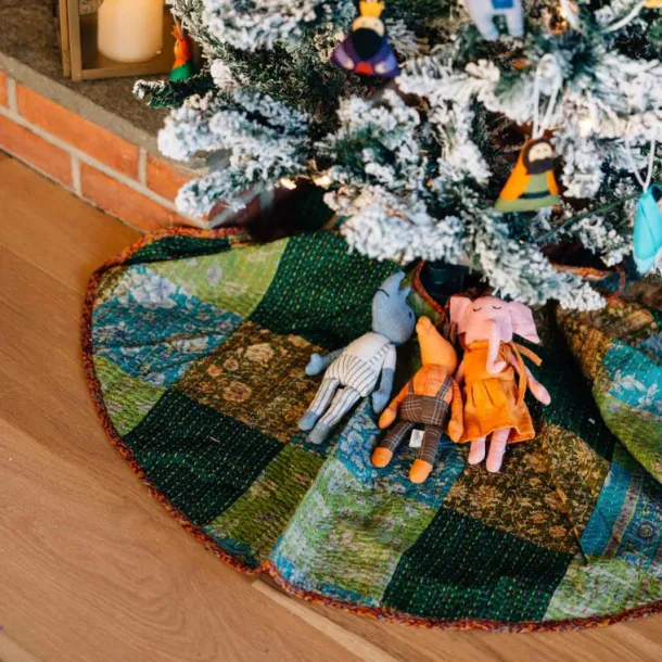 Patchwork Kantha Stitched Tree Skirt