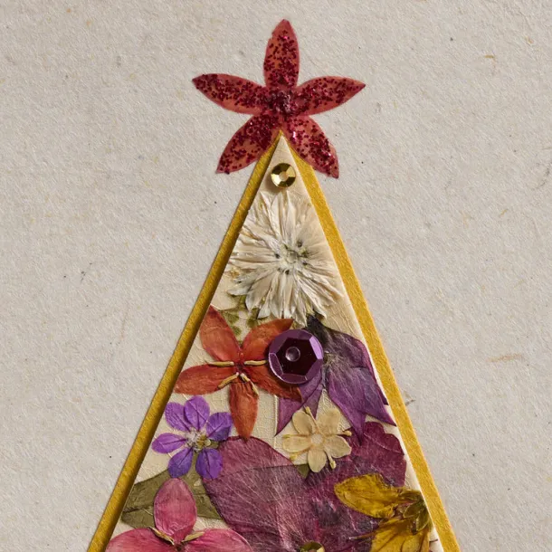 Pressed Flower Christmas Tree Card