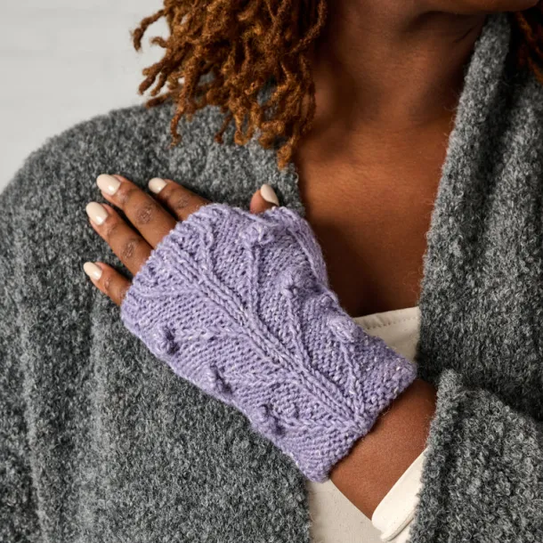 Purple Cable Knit Wrist Warmers