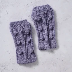Purple Cable Knit Wrist Warmers