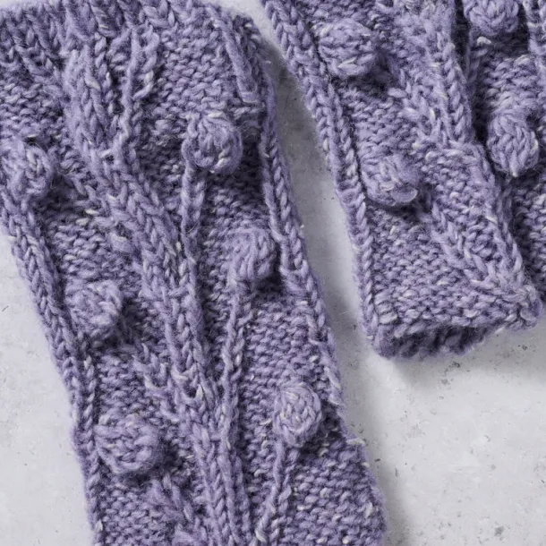 Purple Cable Knit Wrist Warmers