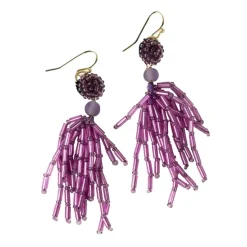 Purple Fringe Dangle Earrings