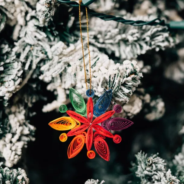 Rainbow Snowflake Quilled Ornament