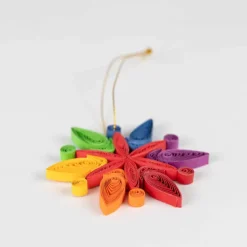 Rainbow Snowflake Quilled Ornament