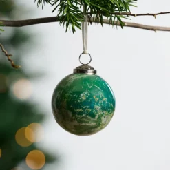 Recycled Glass Watercolor Ball Ornament