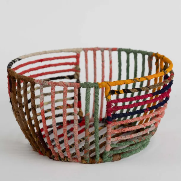 Recycled Sari Wrapped Wire Basket
