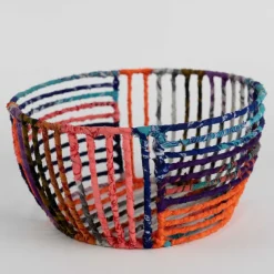 Recycled Sari Wrapped Wire Basket