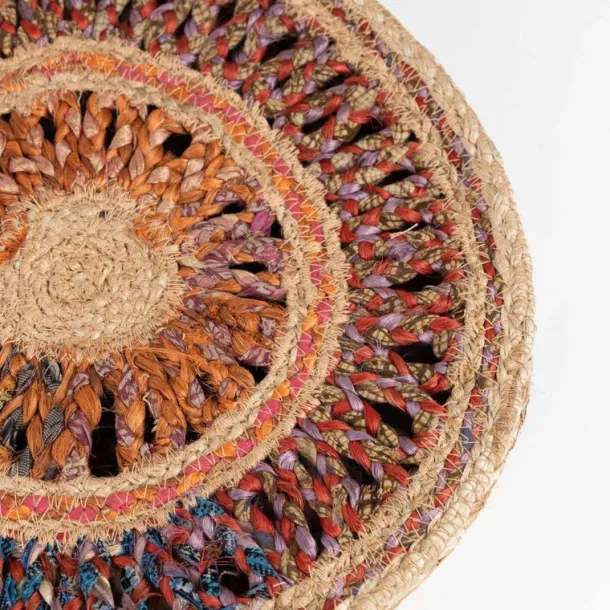 Round Sari Jute Shoulder Bag