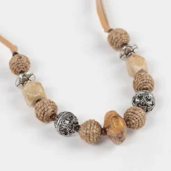 Shaalee Stone Bead & Leather Necklace