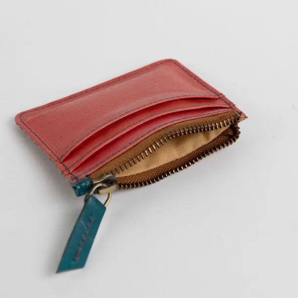 Shanti Striped Zip Leather Card Case