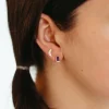 Silver Amethyst Baguette Earrings