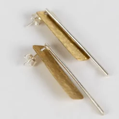 Silver Brass Bar Drop Earrings - Convertible