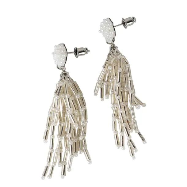 Silver Fringe Dangle Earrings