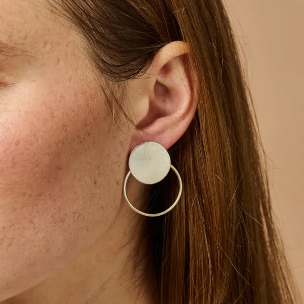 Silver Hoop Stud Earrings