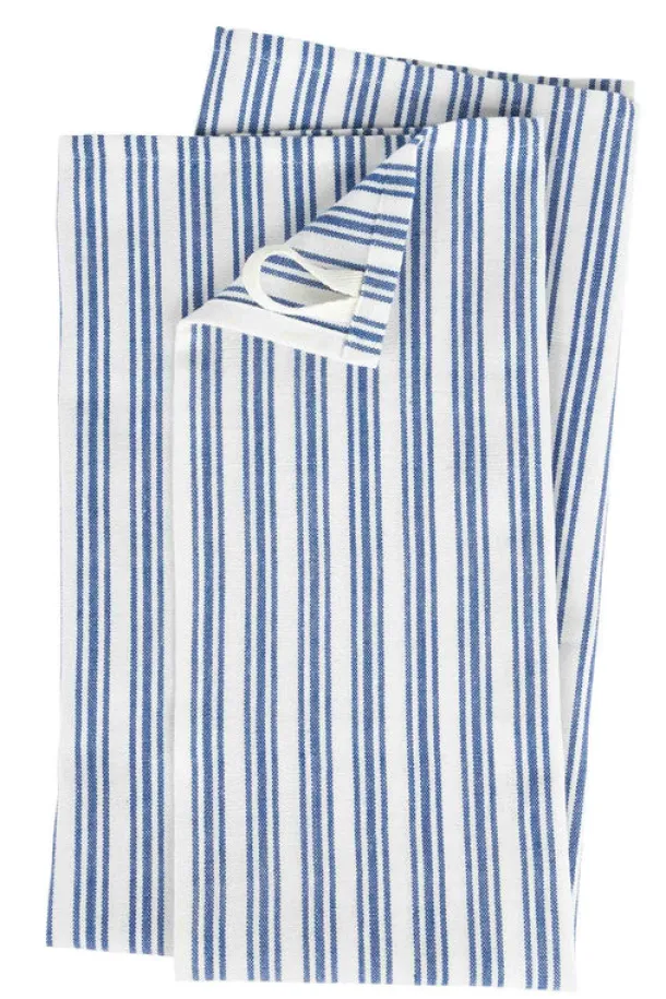 Small Stripe Blue White Tea Towel