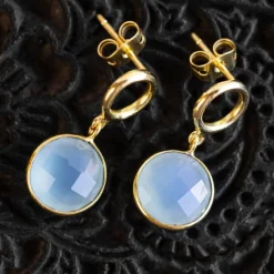 Sona Chalcedony Blue Gem Drop Earrings