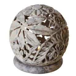 Stone Globe Candleholder