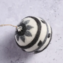 Striped Felt Ball Ornament