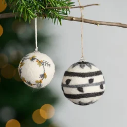 Striped Felt Ball Ornament