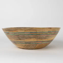 Striped Mango Wood Salad Bowl