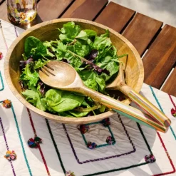 Striped Mango Wood Salad Servers