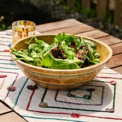 Striped Mango Wood Salad Bowl