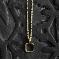 Sundar Square Pendant Gold Necklace