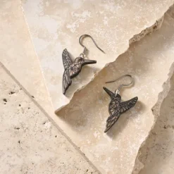 Tagua Hummingbird Drop Earrings