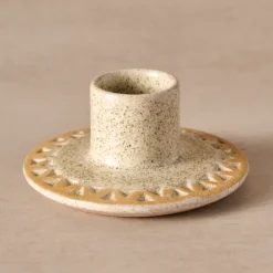Tidal Etched Ceramic Candle Holder