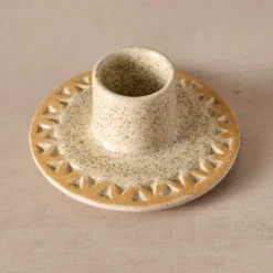 Tidal Etched Ceramic Candle Holder