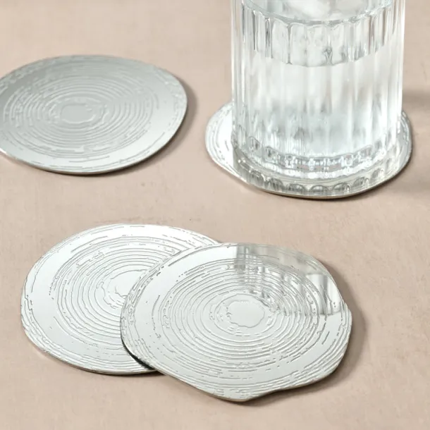 Tree Rings Steel Coasters - Set of 4