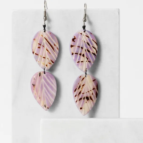 Twin Leaf Tagua Dangle Earrings